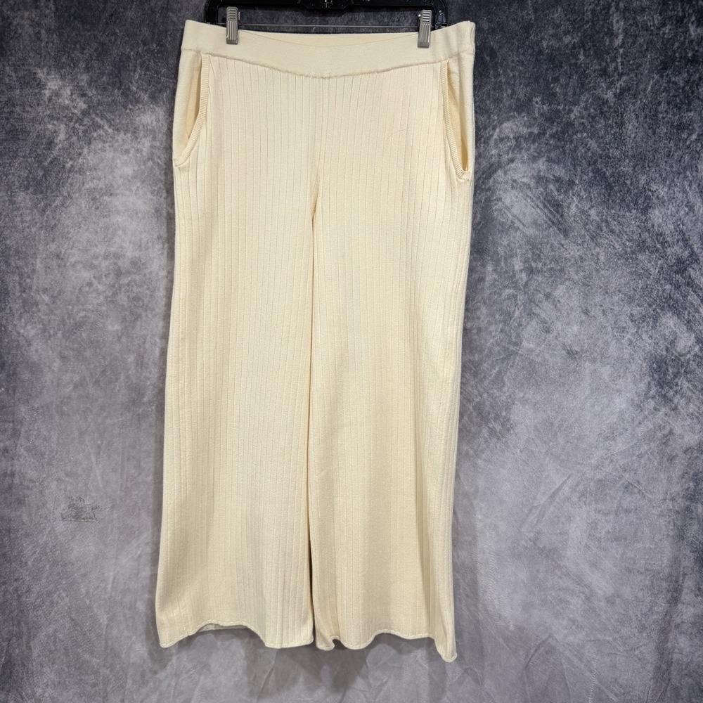 Wynne Layers Pants Womens Medium Wide Leg High Rise Pull On Stretch Knit Trouser